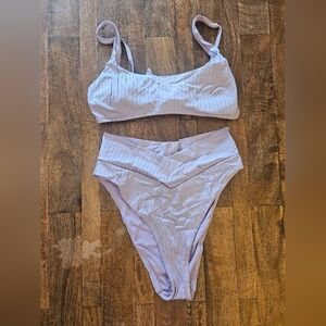 Aerie Light Purple Ribbed Bikini Set